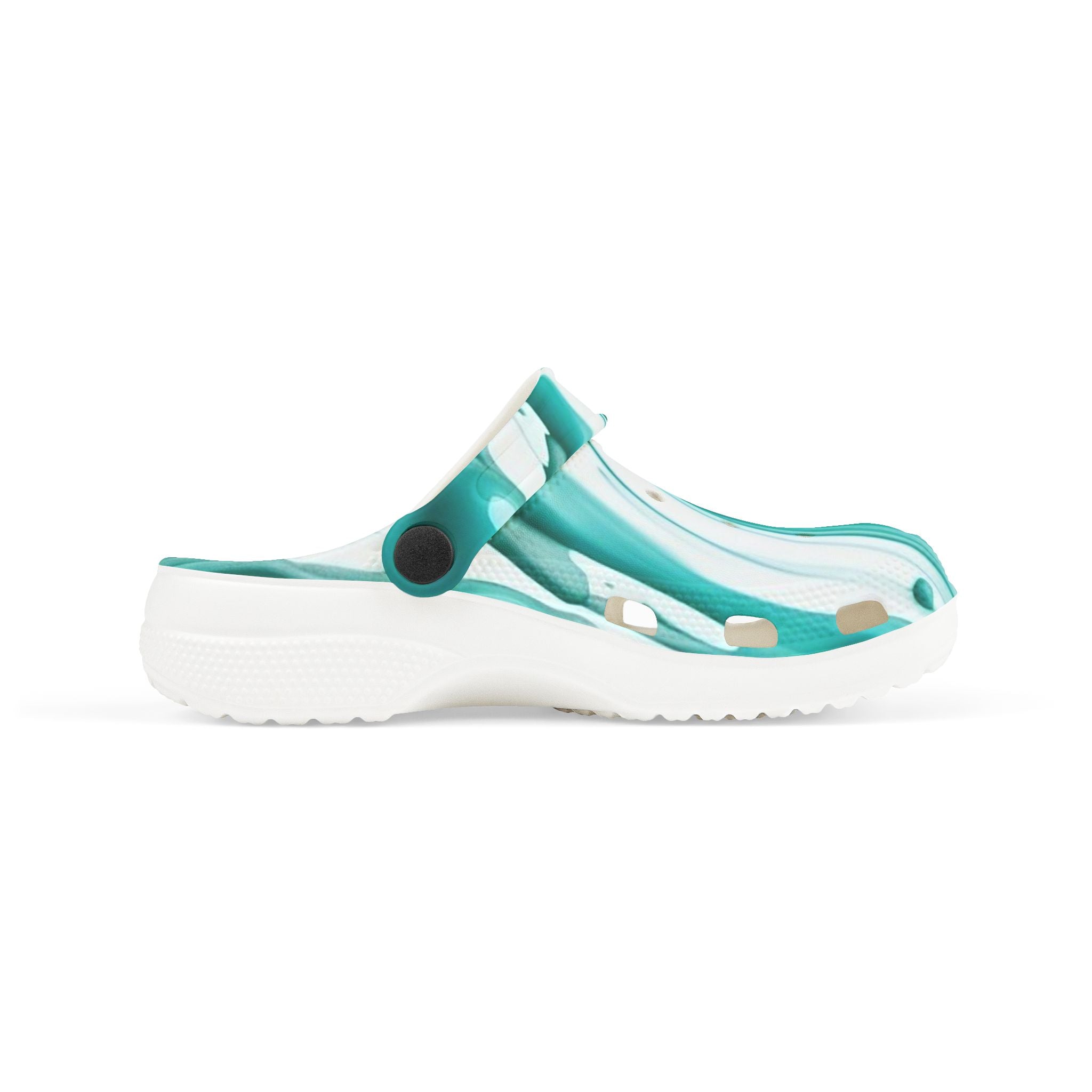 Kids Marble Aqua Foam Clogs — Watercolor Teal Slip-On Sandals