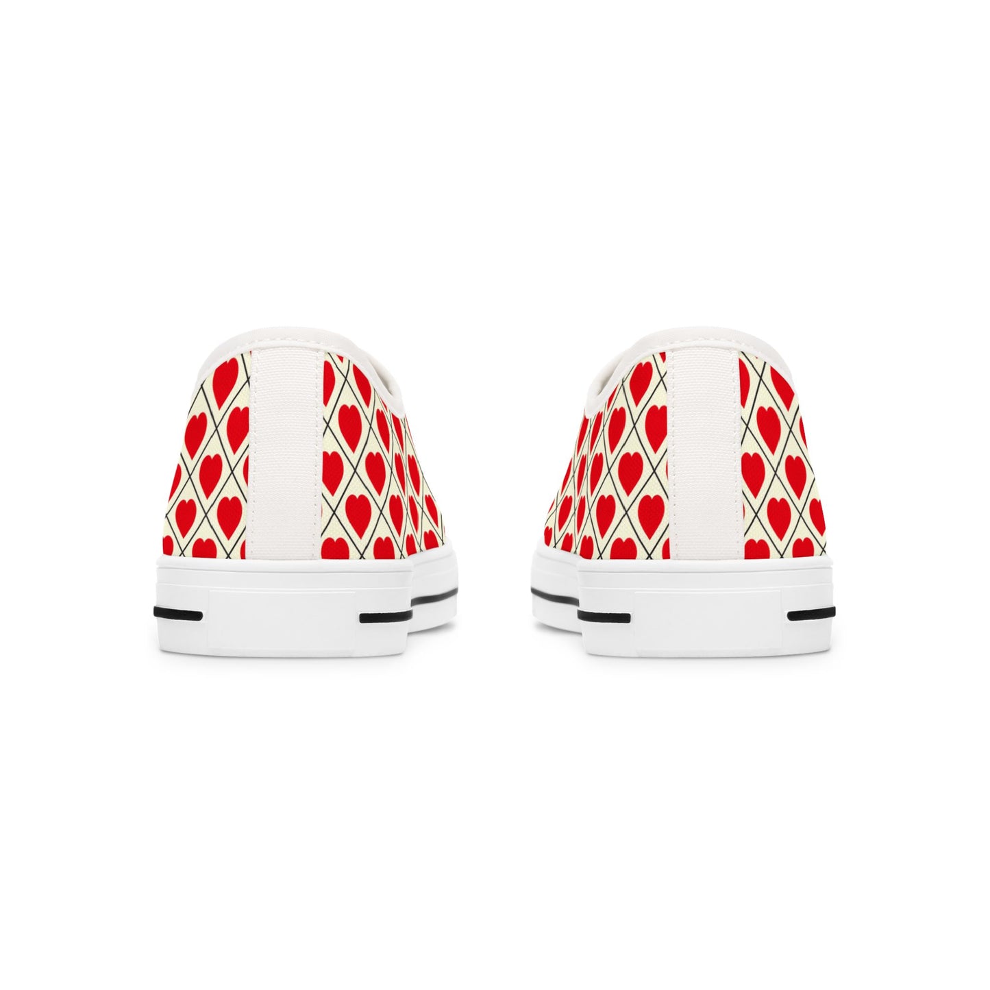 Low Top Sneakers — Red Heart Pattern Casual Women's Shoes (Valentine's Day)