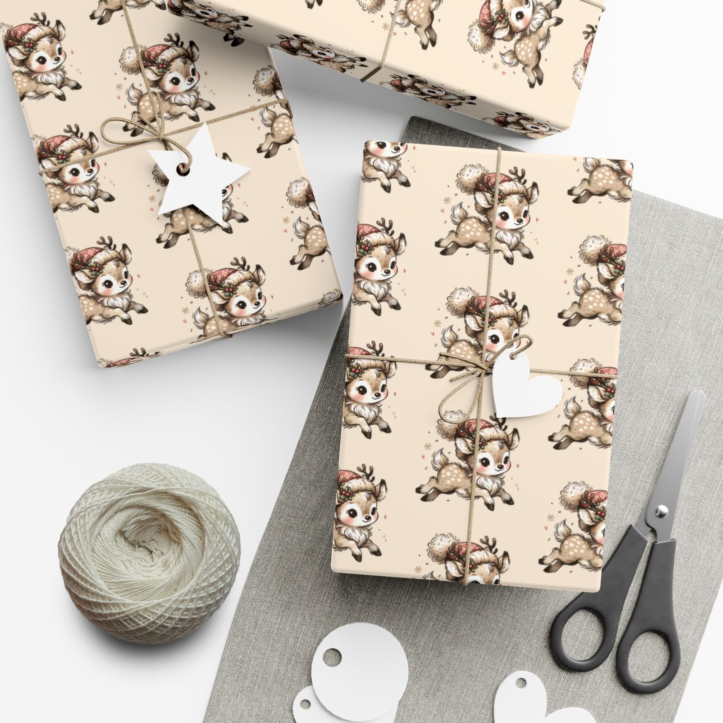 Gift Wrap Paper — Cute Retro Teddy Bear Pattern (Neutral Beige)