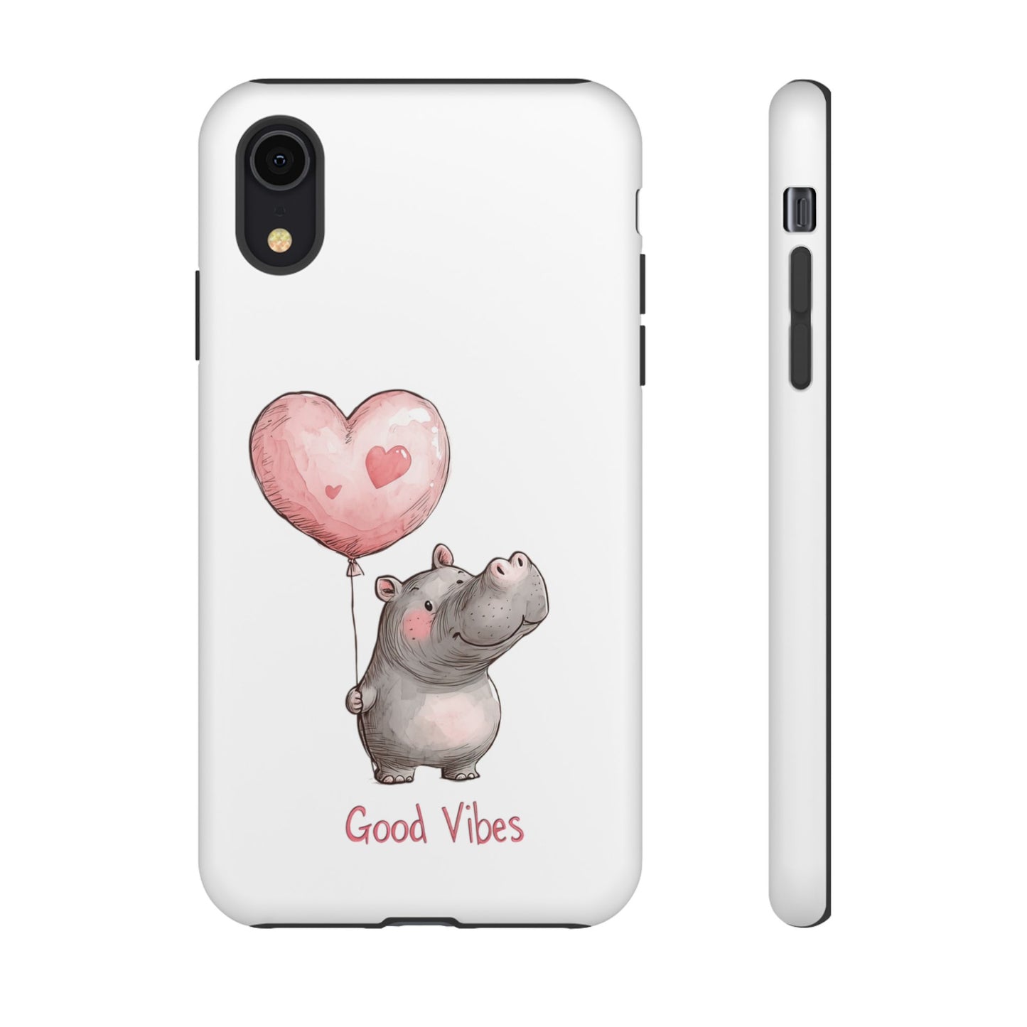 Cute Hippo Phone Case - Good Vibes Design, Animal Lover Gift, Fun Accessory, Birthday Present, Phone Accessories