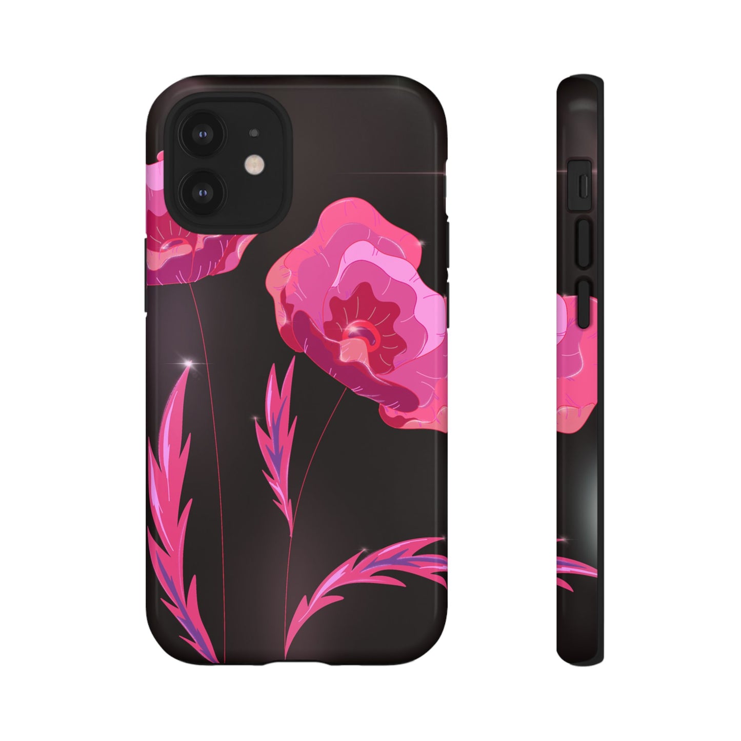 Floral iPhone Case | Tough Cases with Pink Poppy Design, Elegant Flower Phone Cover, Gift for Her, Spring Accessories, Chic Tech