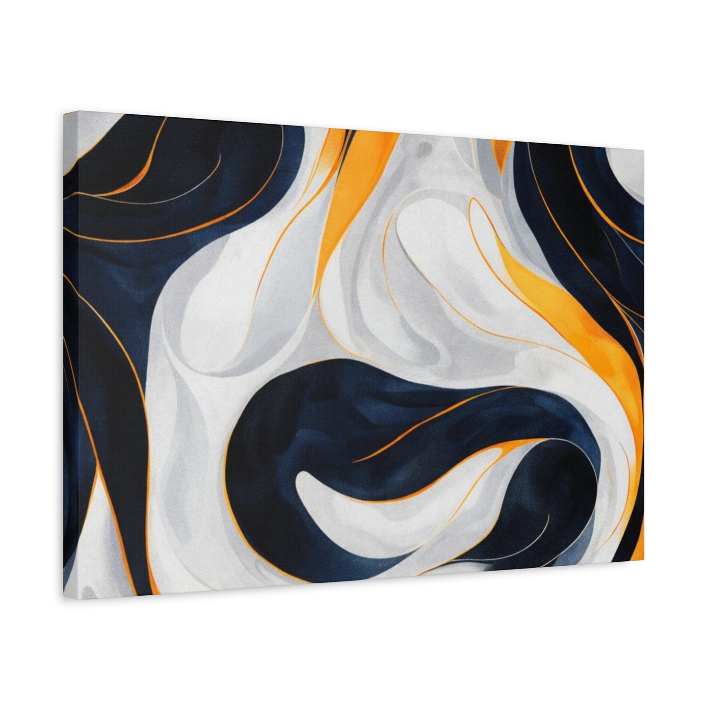 Abstract Navy & Gold Swirl Matte Canvas Wall Art