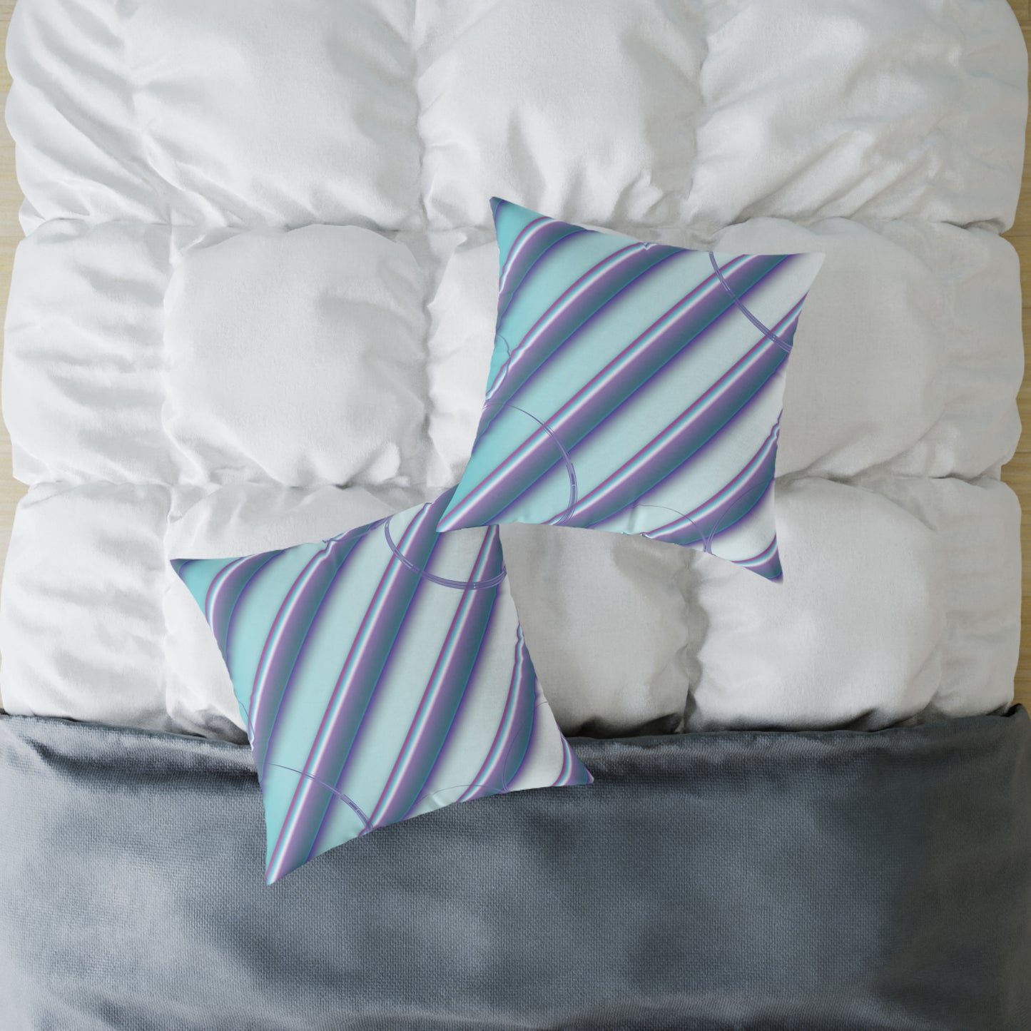 Abstract Teal & Lavender Striped Throw Pillow