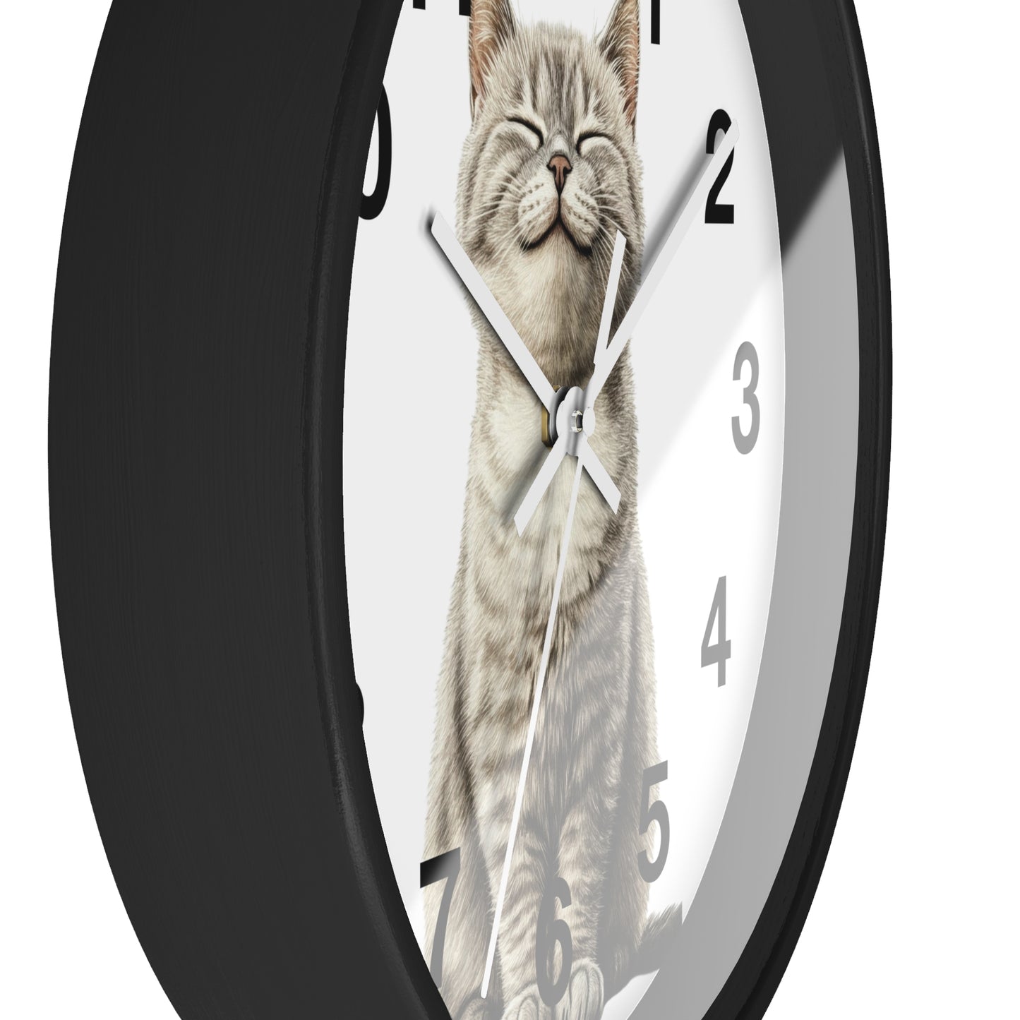 Smiling Tabby Cat Wall Clock — Cute Cat Decor for Living Room, Nursery & Gifts