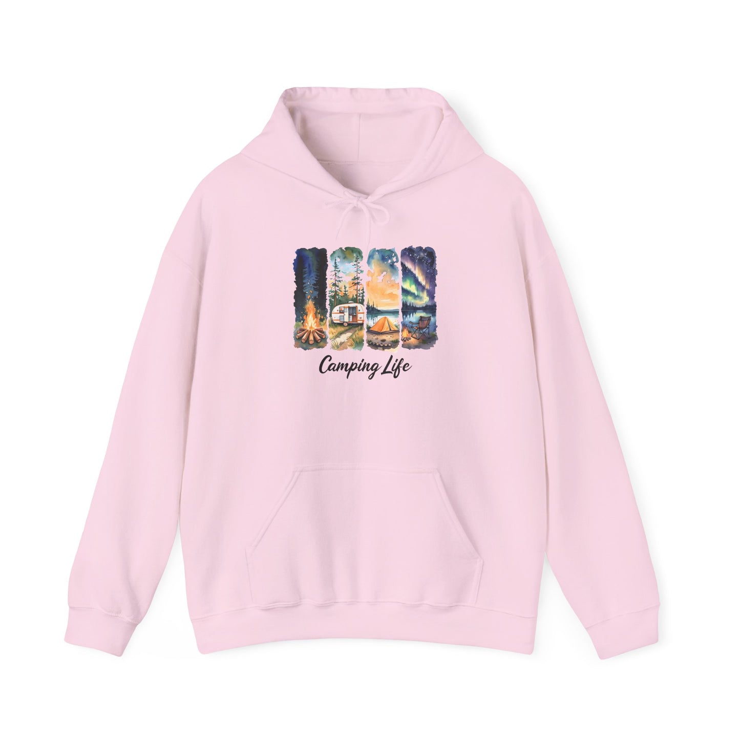 Camping Life Hoodie – Outdoor Illustrated Campsite Scenes