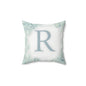 Monogram R Floral Throw Pillow - Pastel Green Decorative Accent
