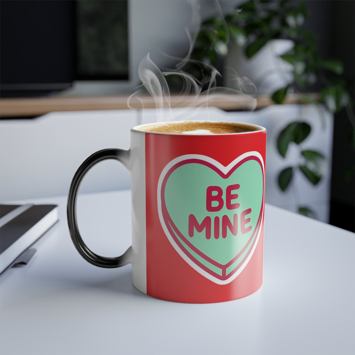 Color-Changing Mug – “Be Mine” Heart Valentine Coffee Cup, 11oz