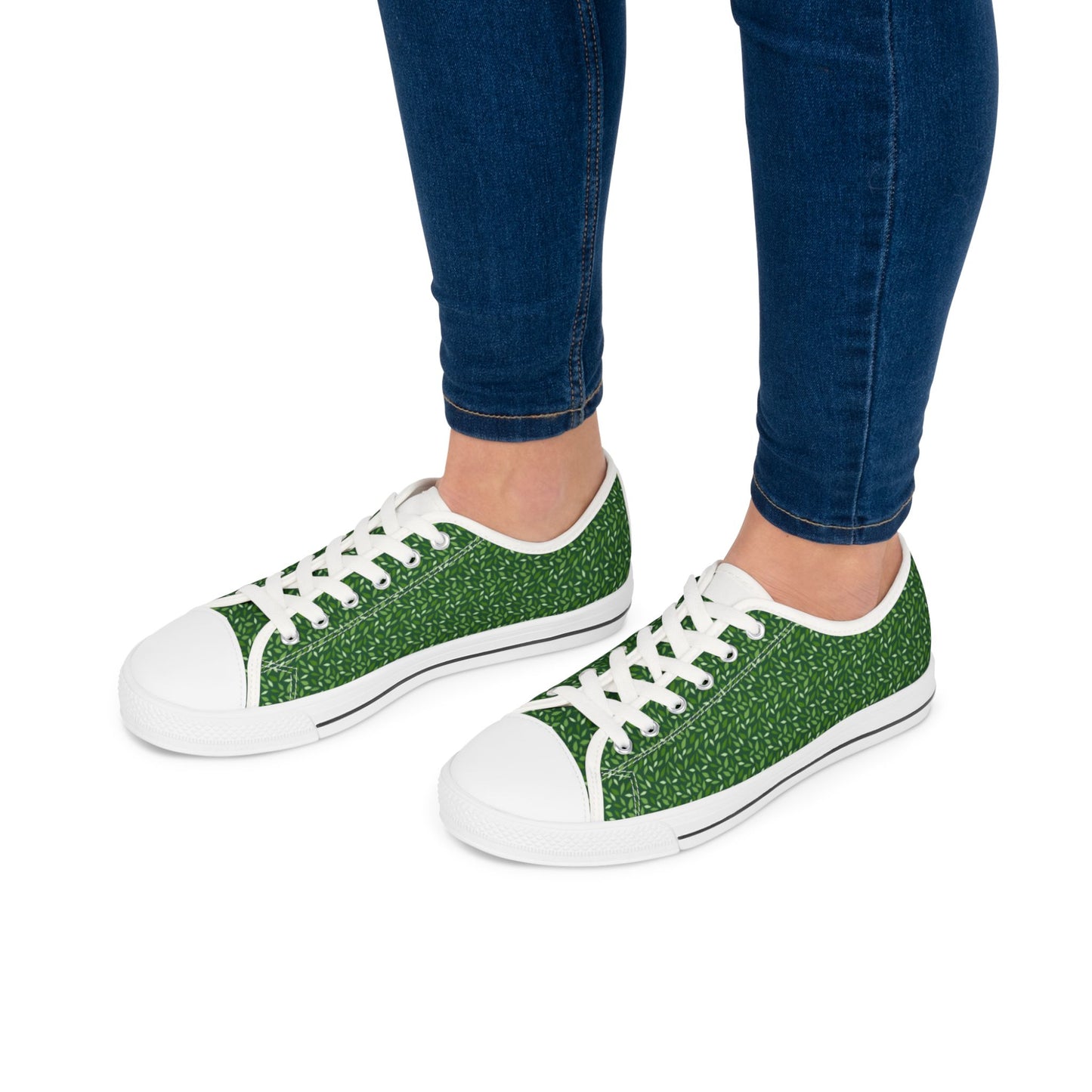 Green Texture Low Top Sneakers — Women's Casual Canvas Shoes