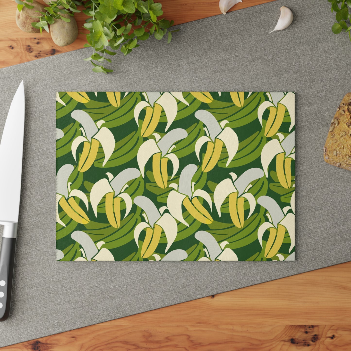 Banana Leaf Glass Cutting Board - Kitchen Decor