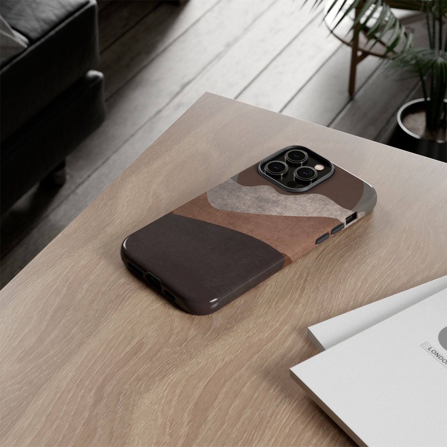 Abstract Earthtone Phone Case — Brown Layered Rugged Tough Case