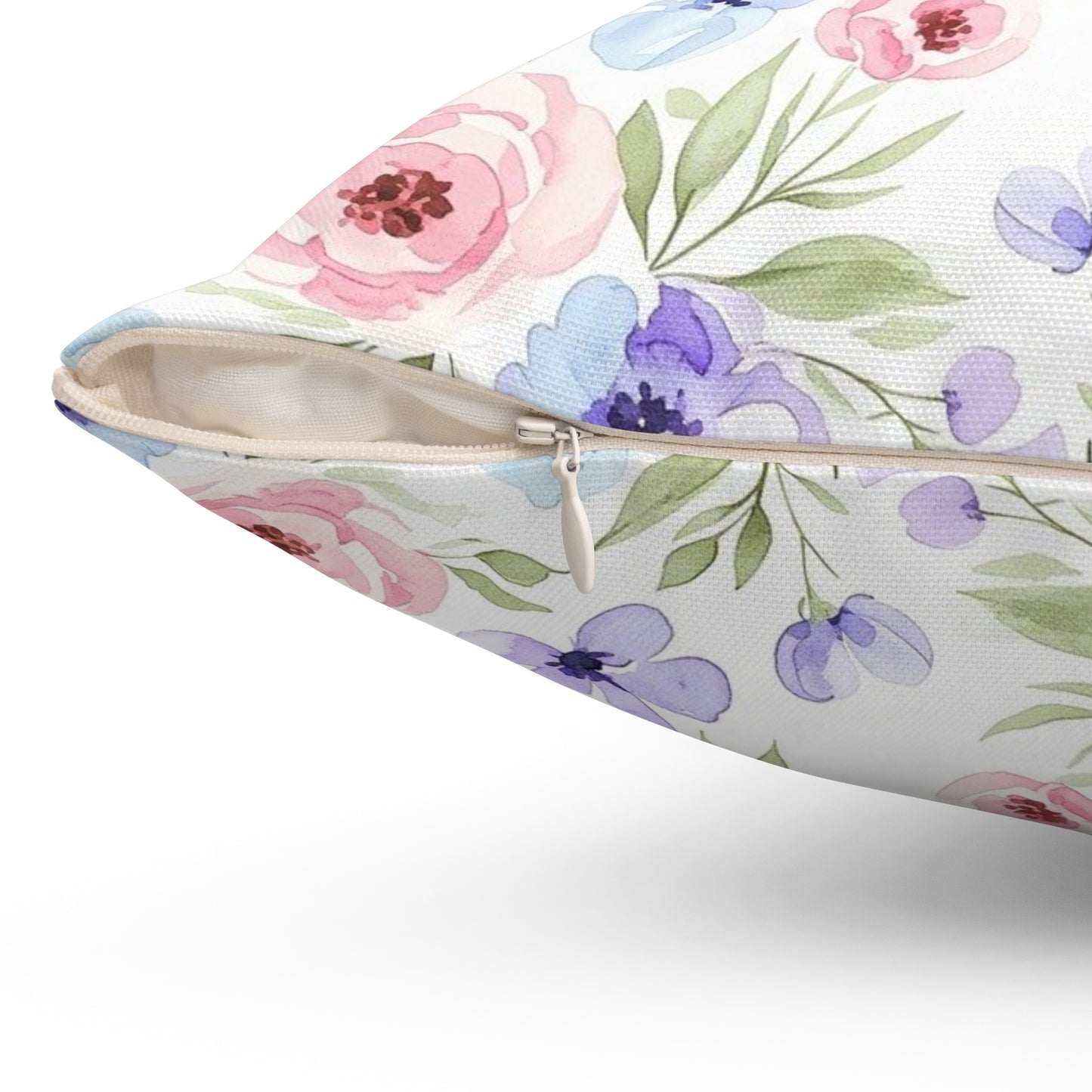 Spun Polyester Square Pillow - Flowers