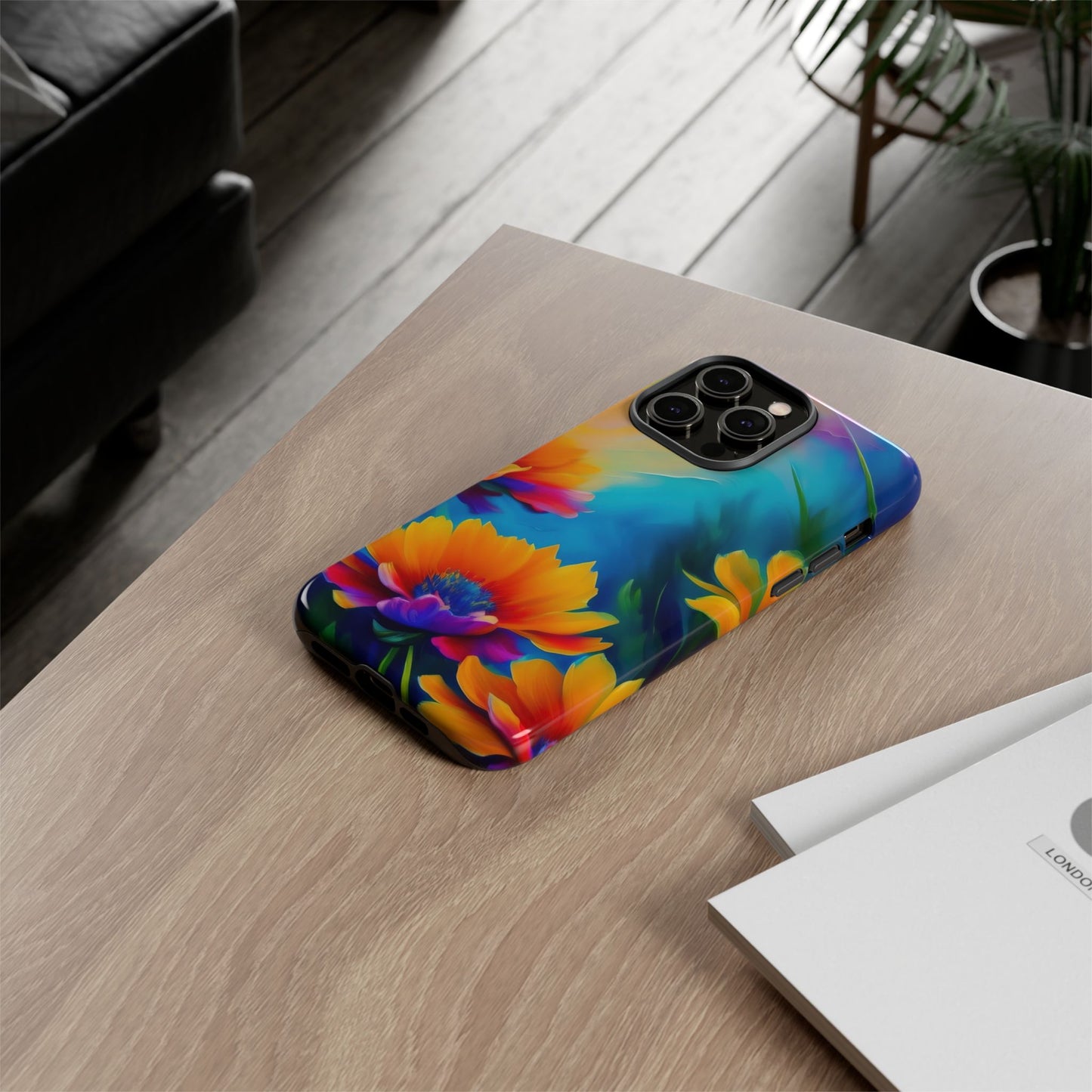 Floral Burst Tough Phone Case — Vibrant Watercolor Flowers Protective Cover
