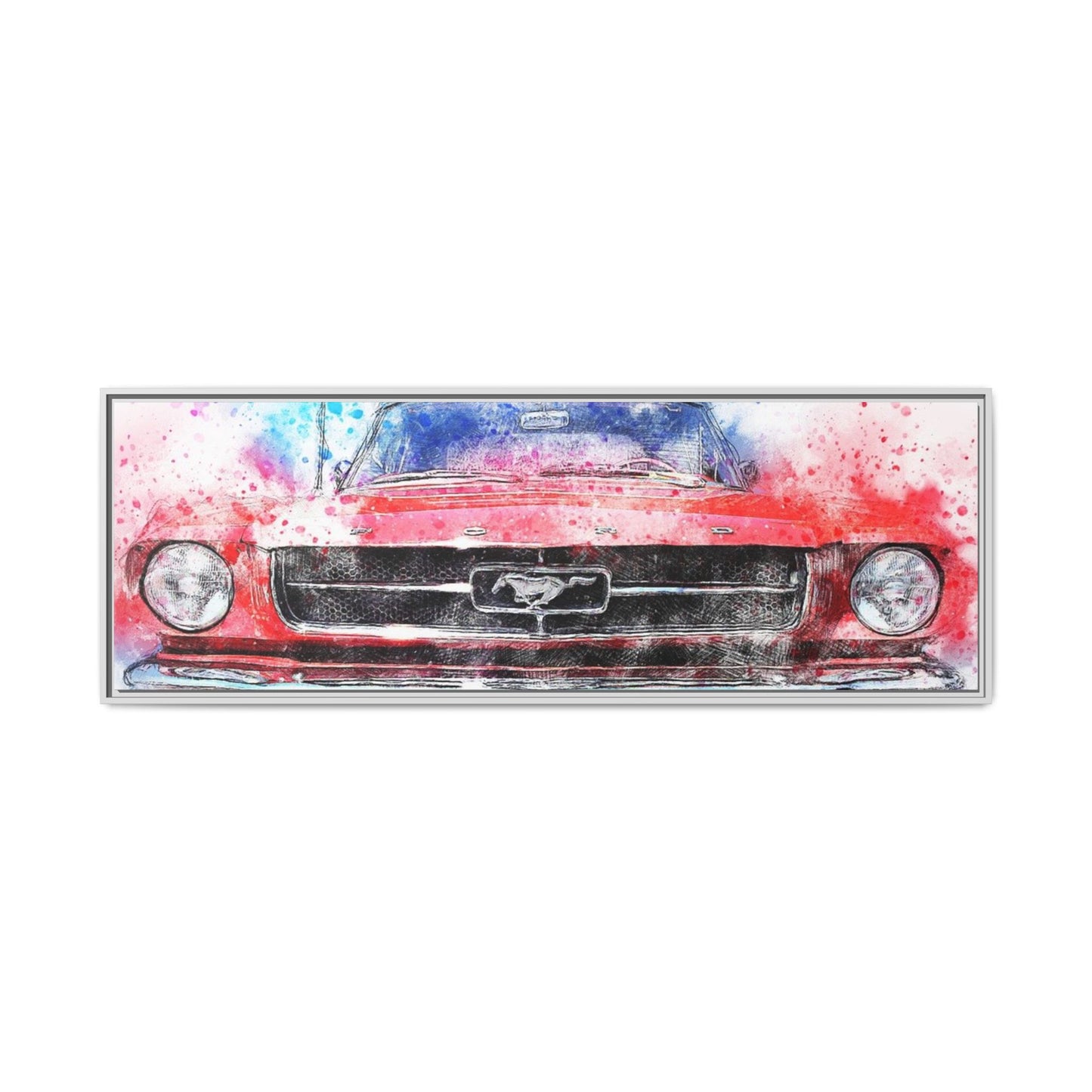 Matte Canvas, Framed Mustang Car