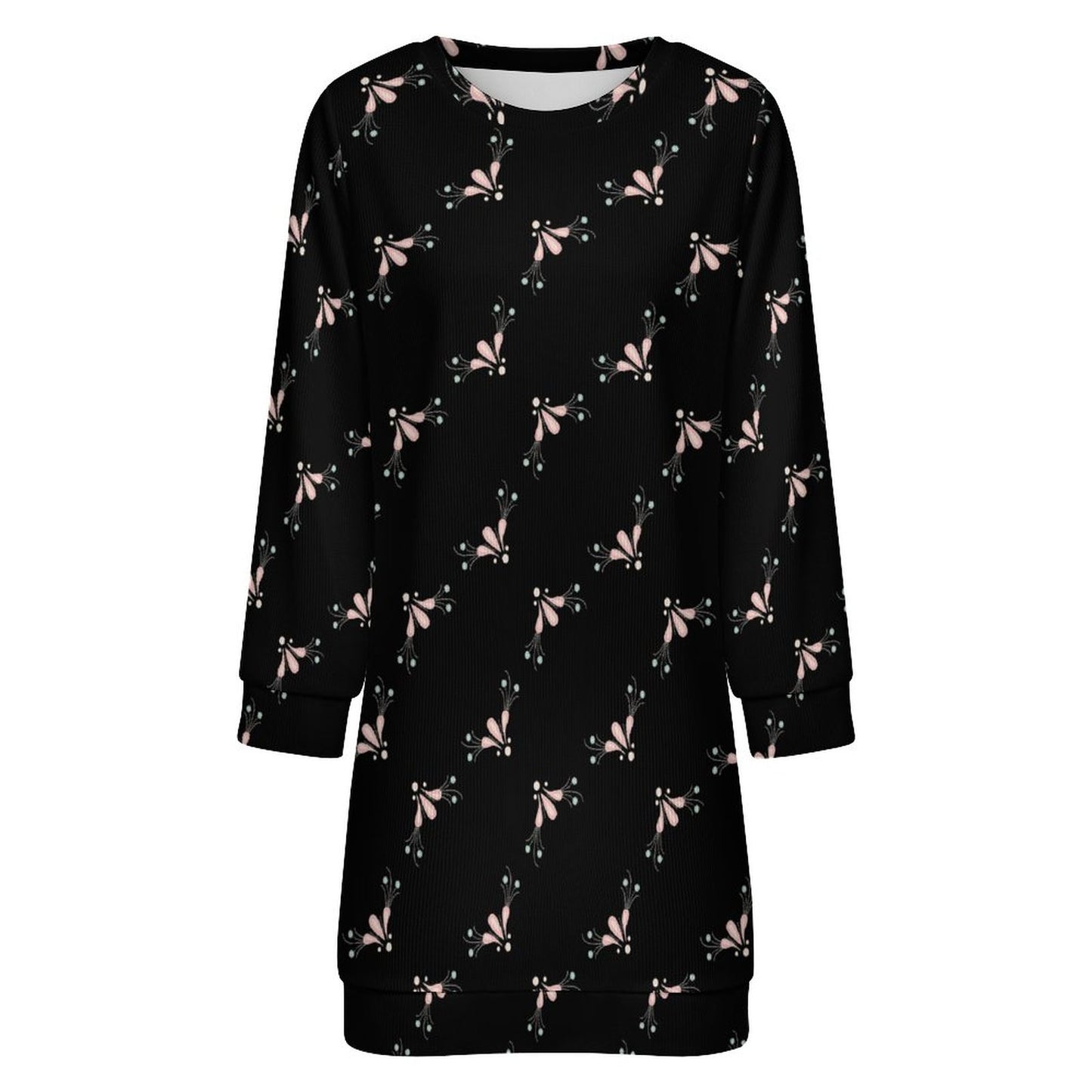 Women's Long Sleeve Sweater Dress Black Light Pink