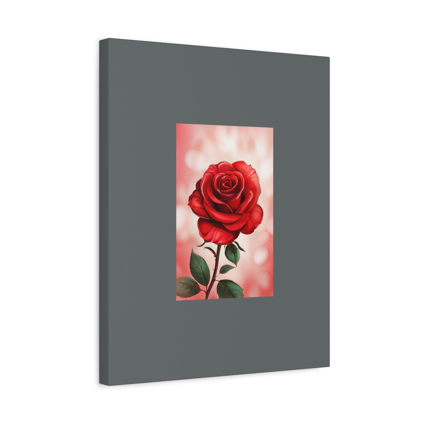 Red Rose Vertical Matte Canvas Print — Romantic Floral Wall Art