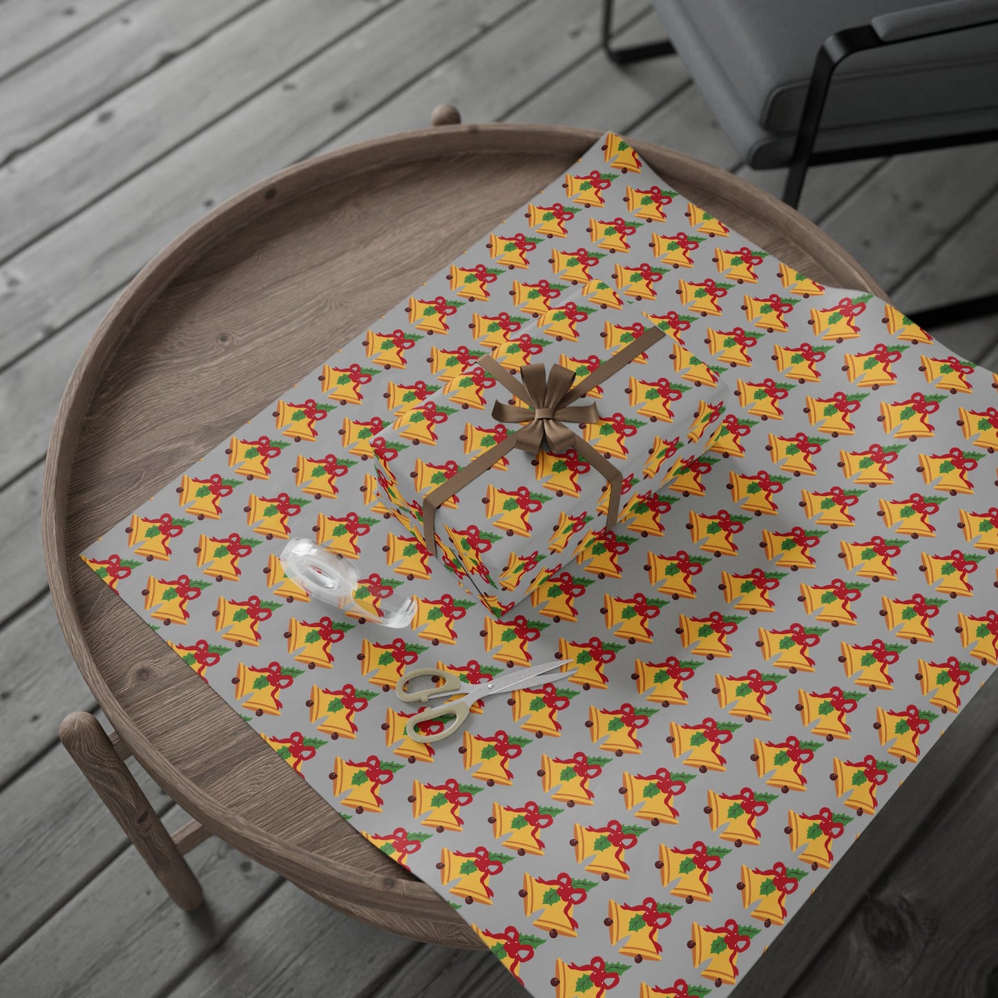 Holiday Bell Pattern Wrapping Paper — Festive Christmas Gift Wrap Roll