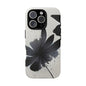 Monochrome Floral Tough Phone Case — Black Ink Flower Protective Cover