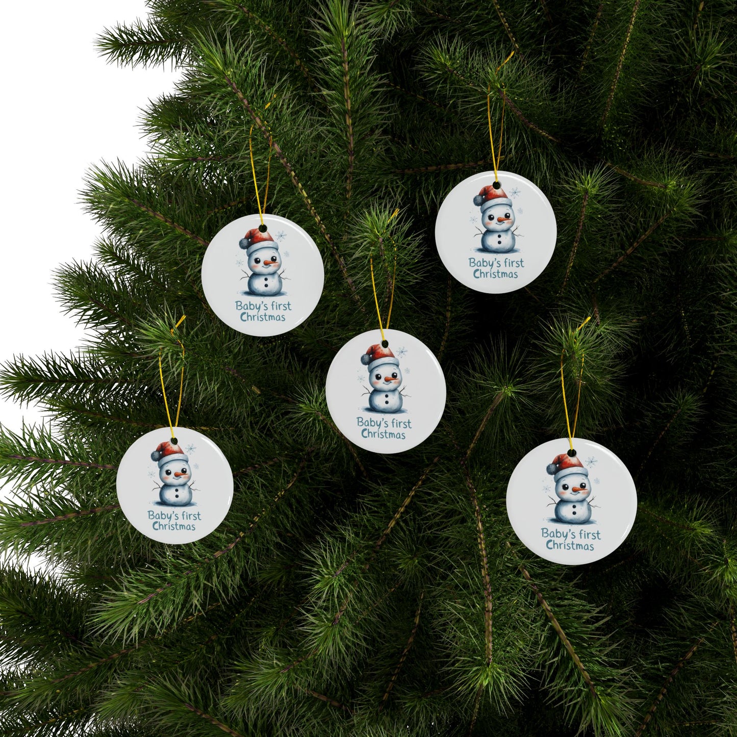 Baby's First Christmas Ceramic Ornaments, Custom Holiday Decor, Perfect for Gifts, Winter Memories, Keepsake Ornaments, Snowman Ornaments