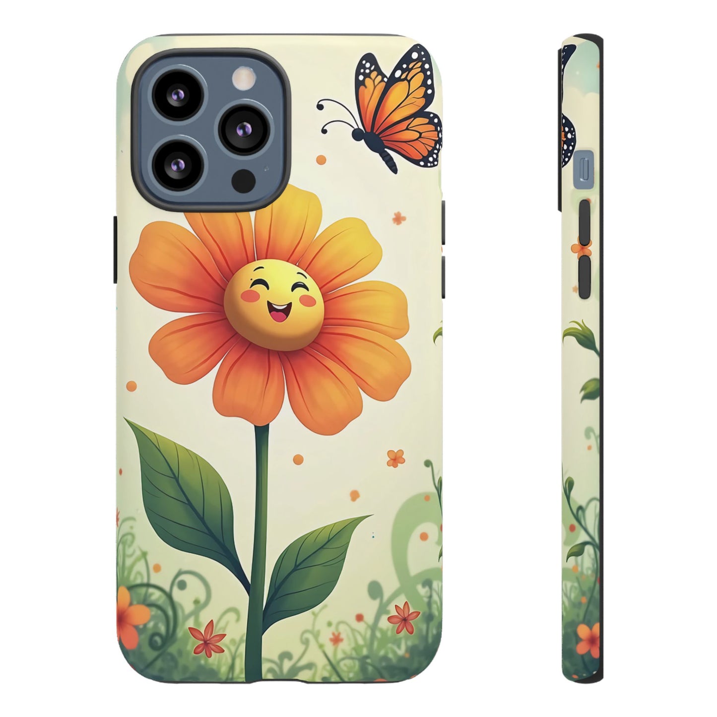 Floral Phone Case with Butterfly Design, Cute Flower Phone Cover for Nature Lovers, Eco-Friendly Gift, Spring Vibes, Birthday Present