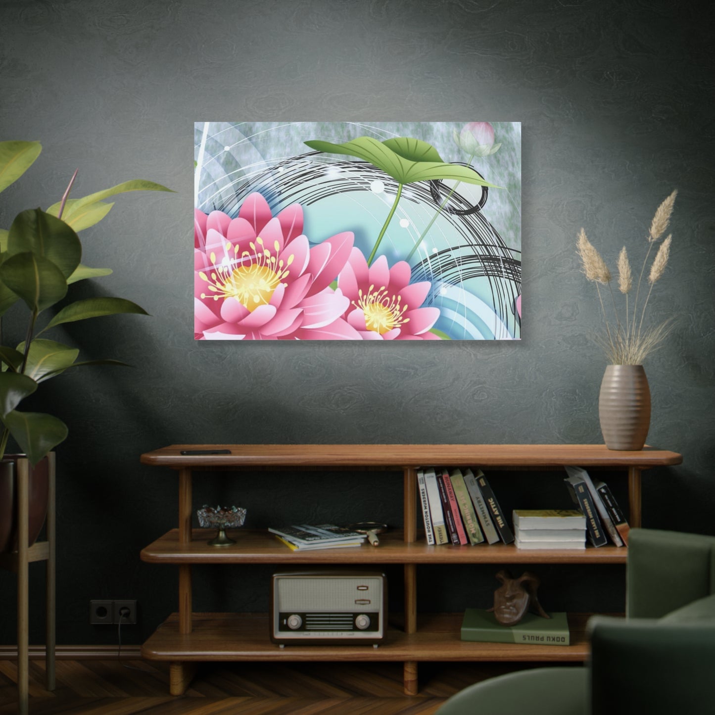 Lotus Blossom Matte Canvas Wall Art — Stretched 1.25" Decorative Print
