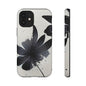 Monochrome Floral Tough Phone Case — Black Ink Flower Protective Cover
