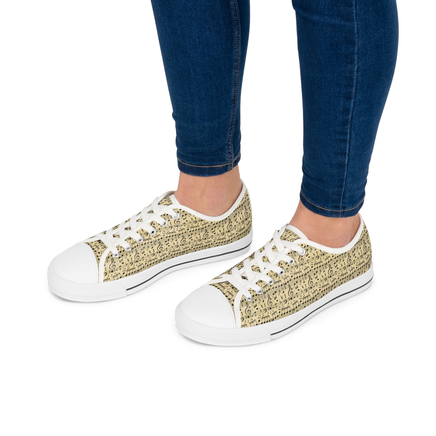 Music Sheet Low Top Sneakers — Vintage Sheet Music Print Tennis Shoes