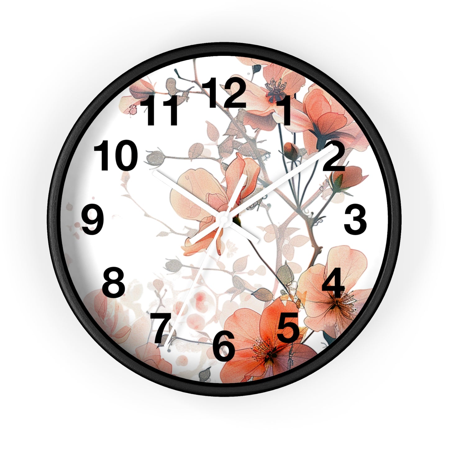 Floral Wall Clock — Soft Orange Blossom Decorative Clock