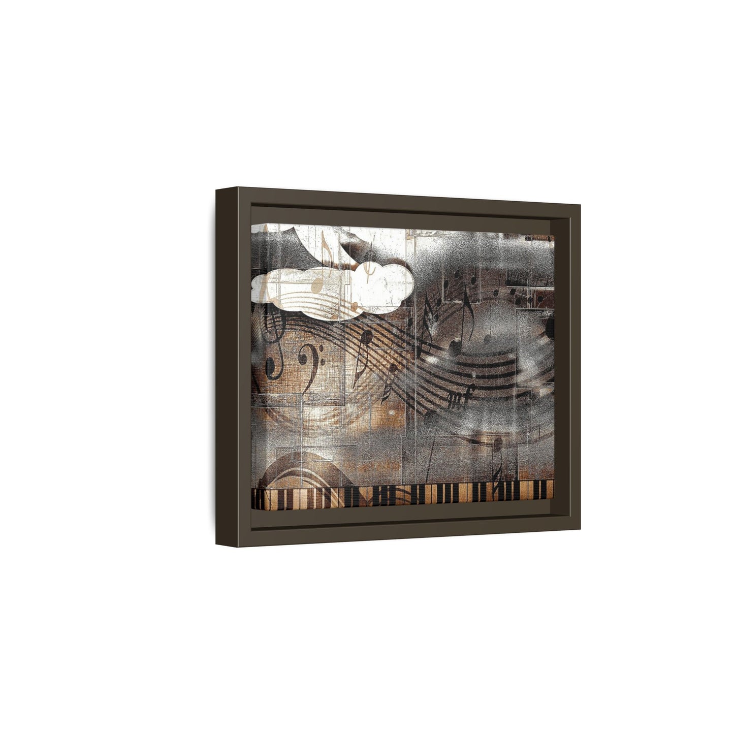 Framed Music Notes Canvas Print — Abstract Vintage Piano & Sheet Music Wall Art