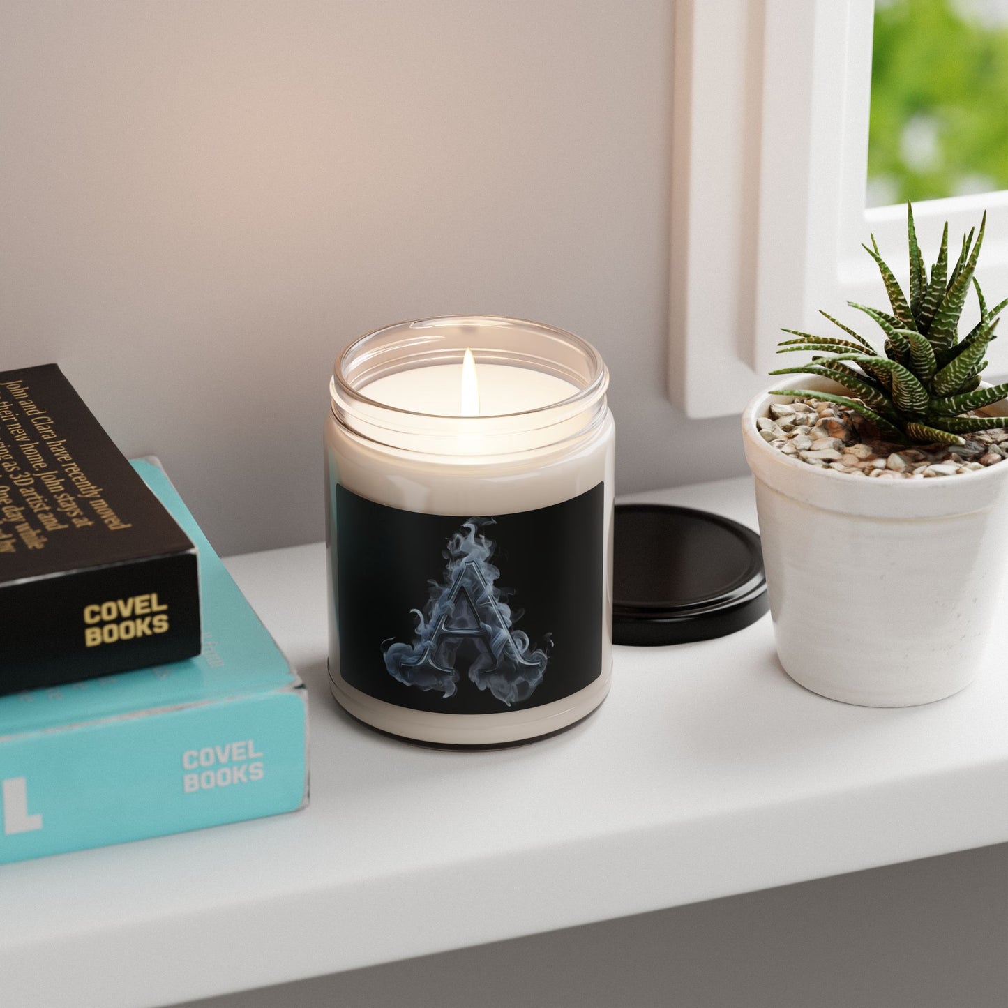 Smoky Letter 'A' Soy Candle — 9oz Scented Jar, Masculine Aromas for Home & Gift