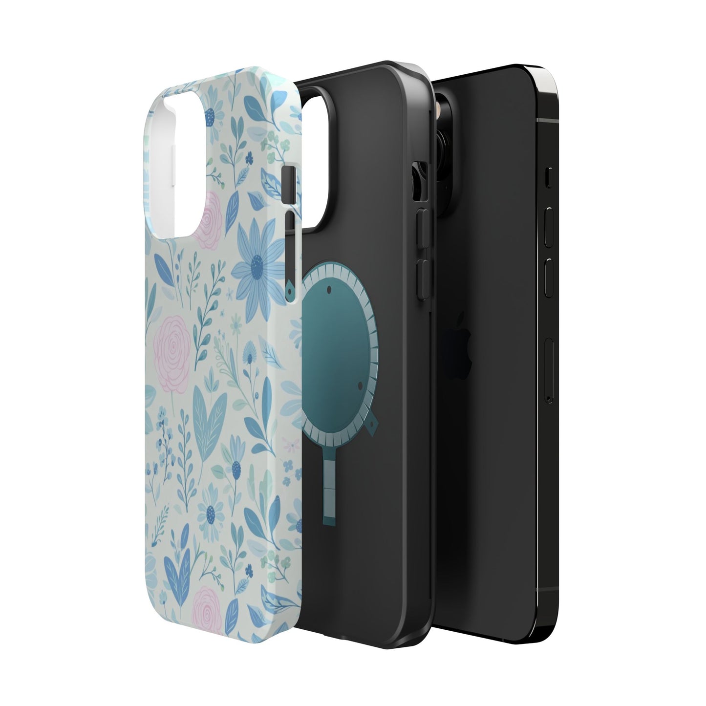 Floral Pastel Magnetic Impact Phone Case — Blue & Pink Botanical Design