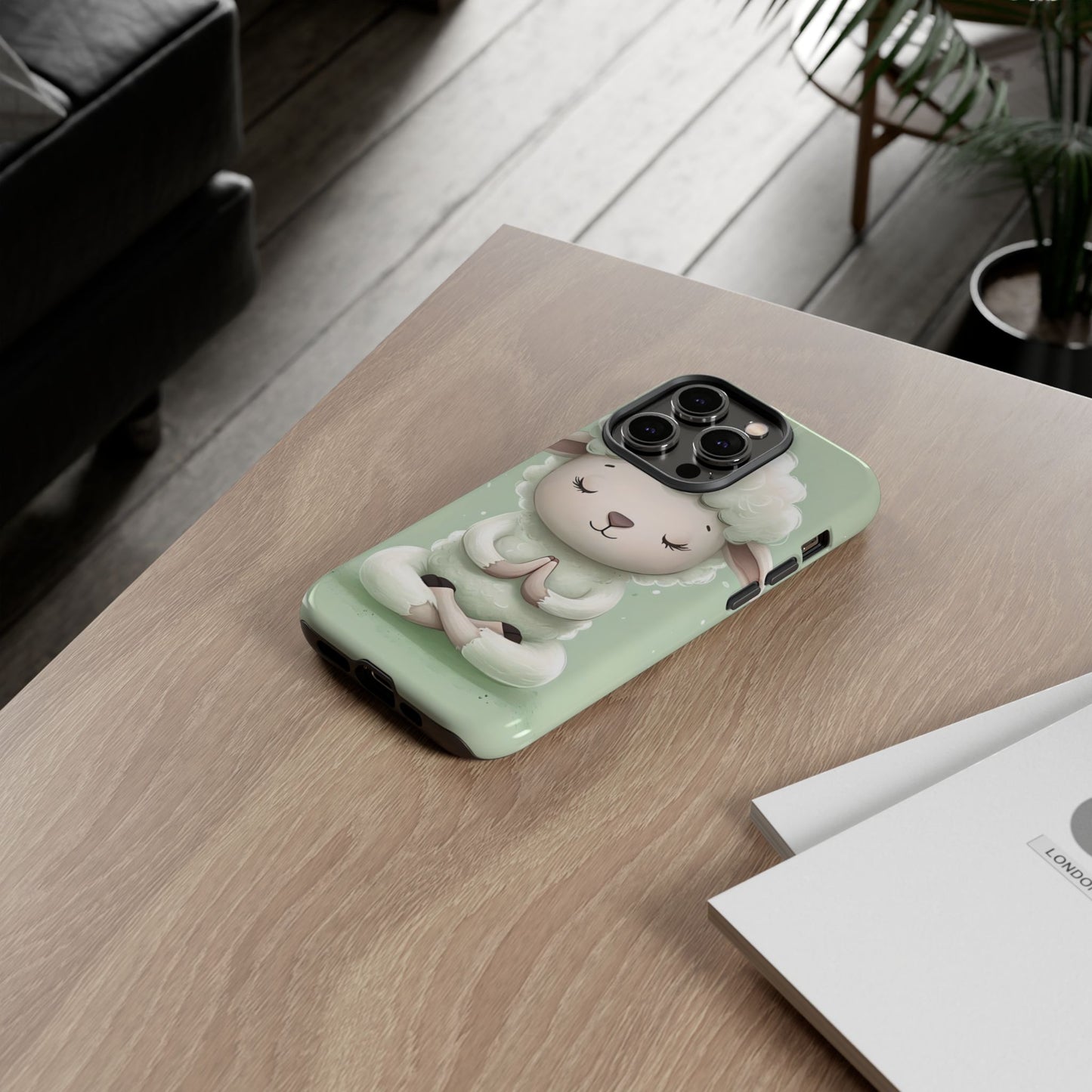 Meditating Lamb Phone Case — Cute Pastel Protective iPhone Cover