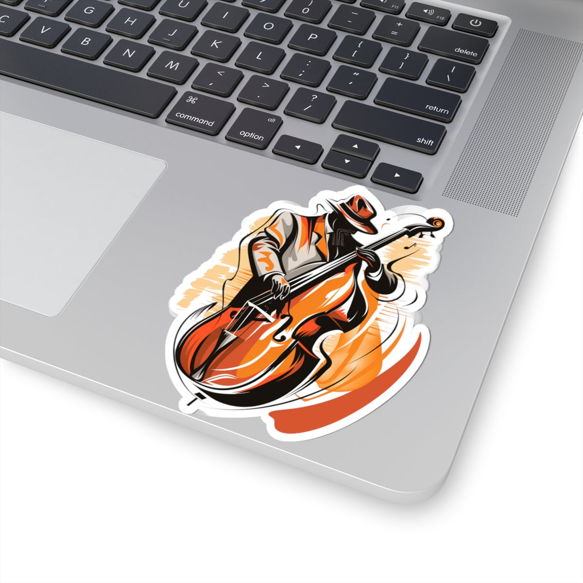 Jazz Bassist Sticker — Retro Double Bass Music Vinyl Decal for Laptops & Instruments