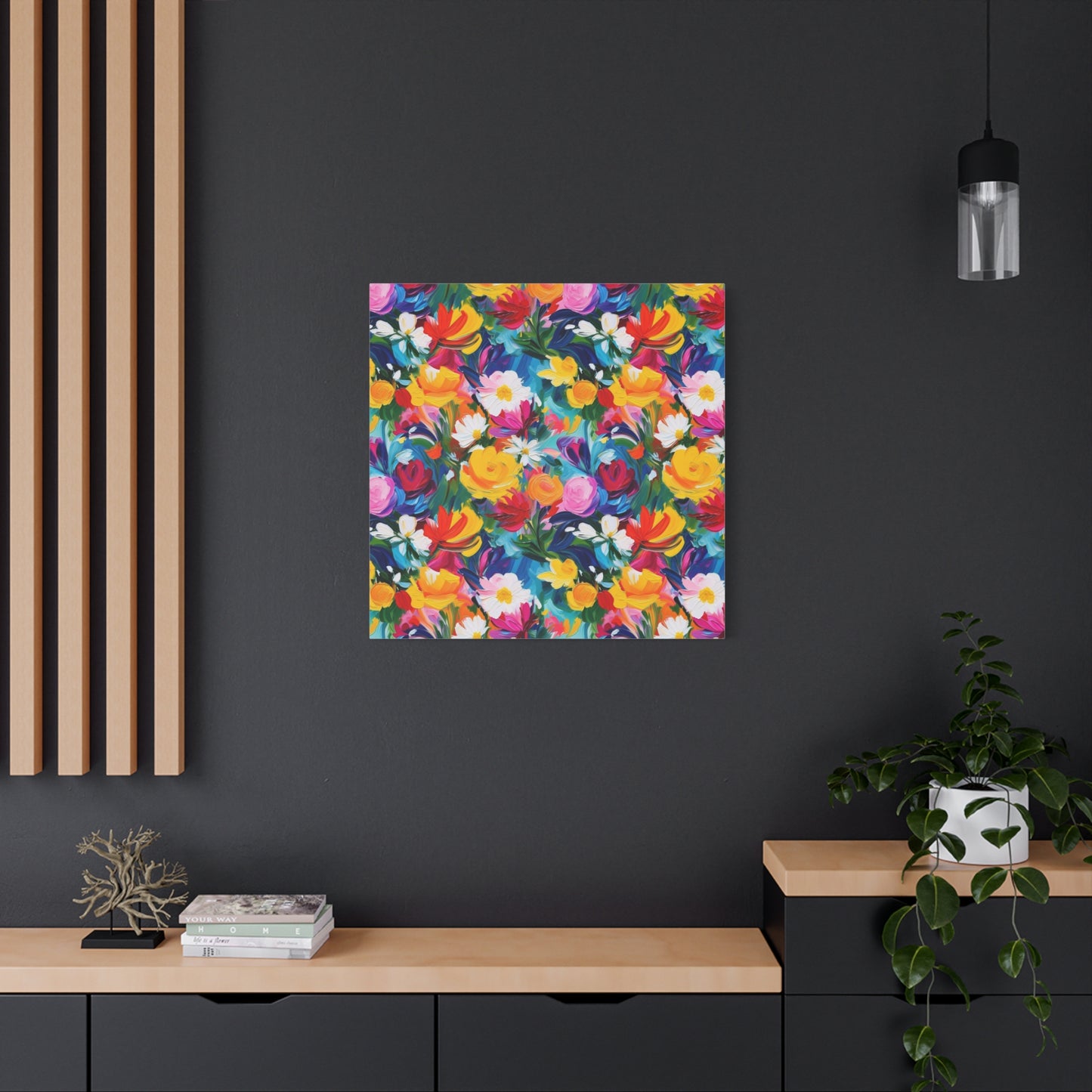 Vibrant Floral Matte Canvas Wall Art — Colorful Garden Print, Stretched 1.25"