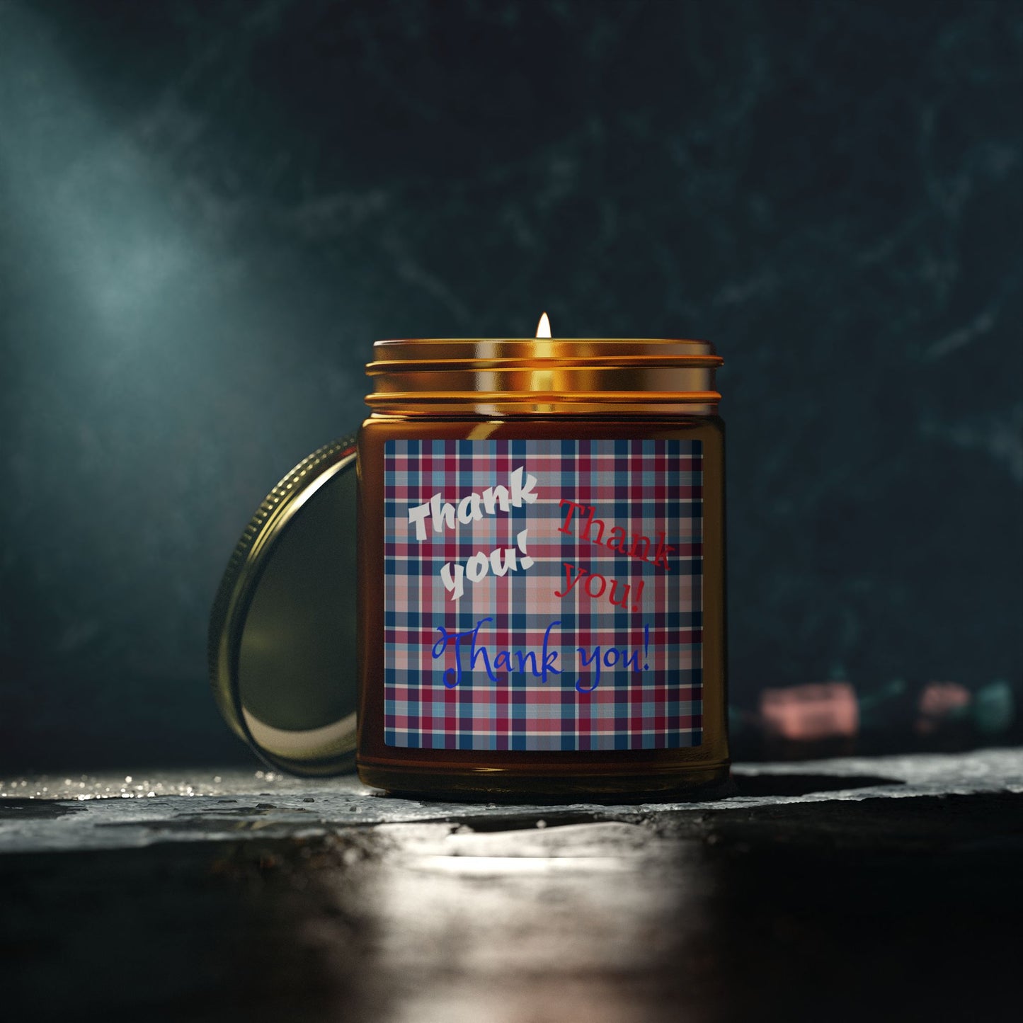 Thank You Plaid Candle — Coconut Apricot Scented Jar (4oz/9oz)