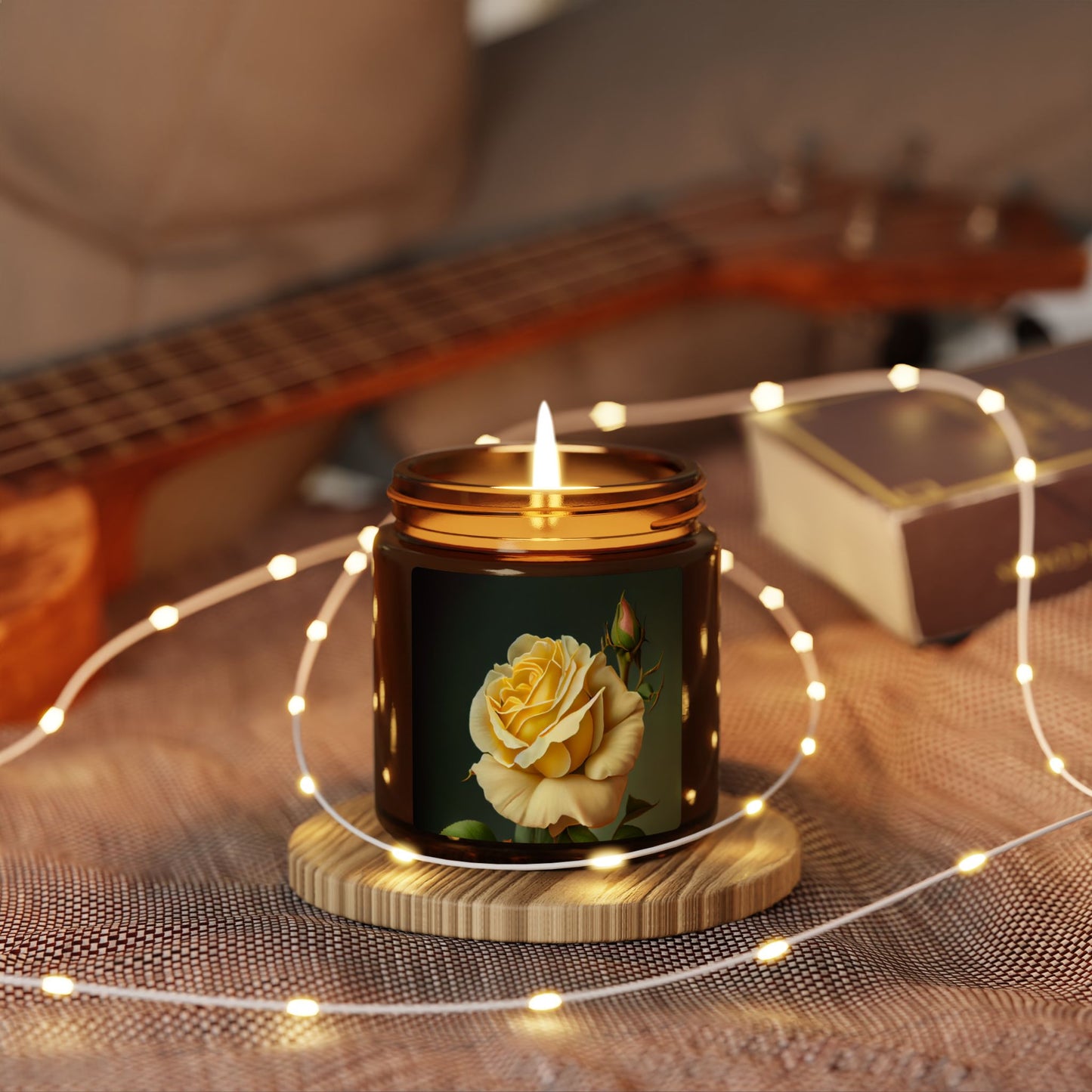 Yellow Rose Soy Candle - Amber Jar Scented Candle (Multi-Size)