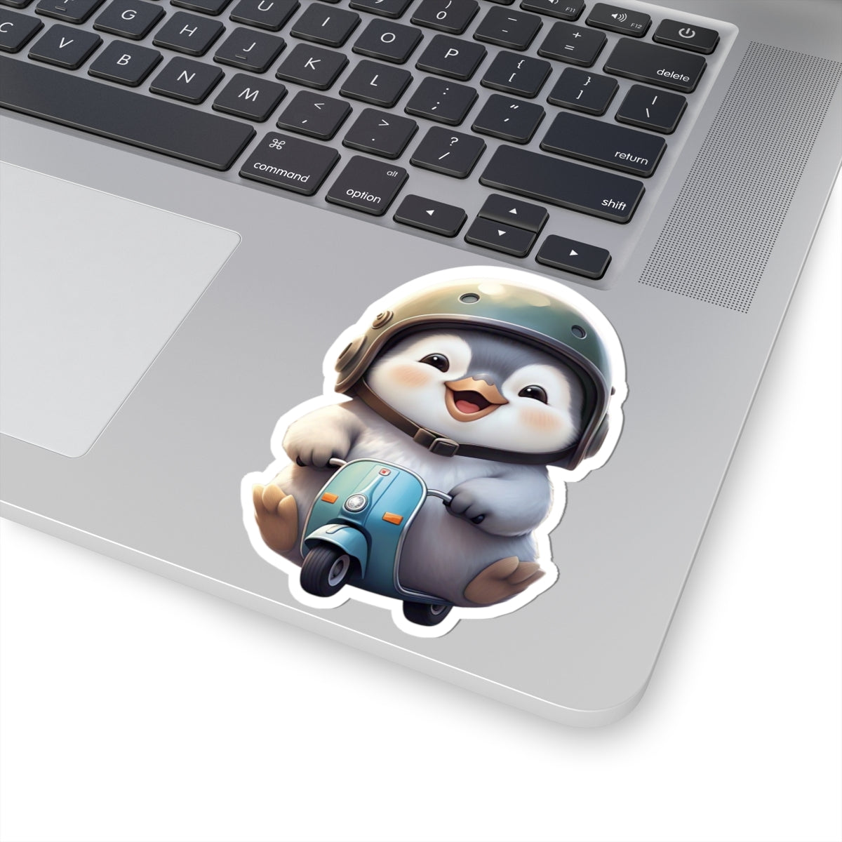 Adorable Penguin Scooter Kiss-Cut Sticker