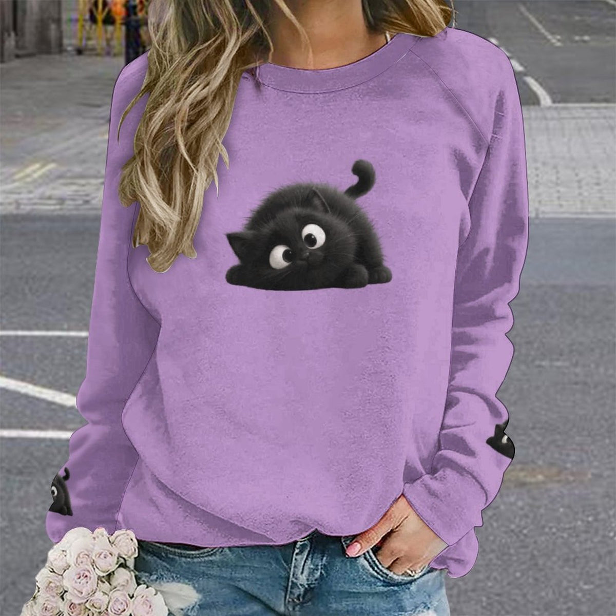 Cat Sweatshirt Designs Raglan Style