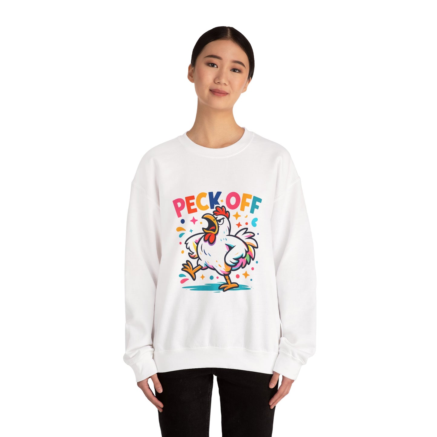 Peck Off Crewneck Sweatshirt – Funny Chicken Graphic Pullover