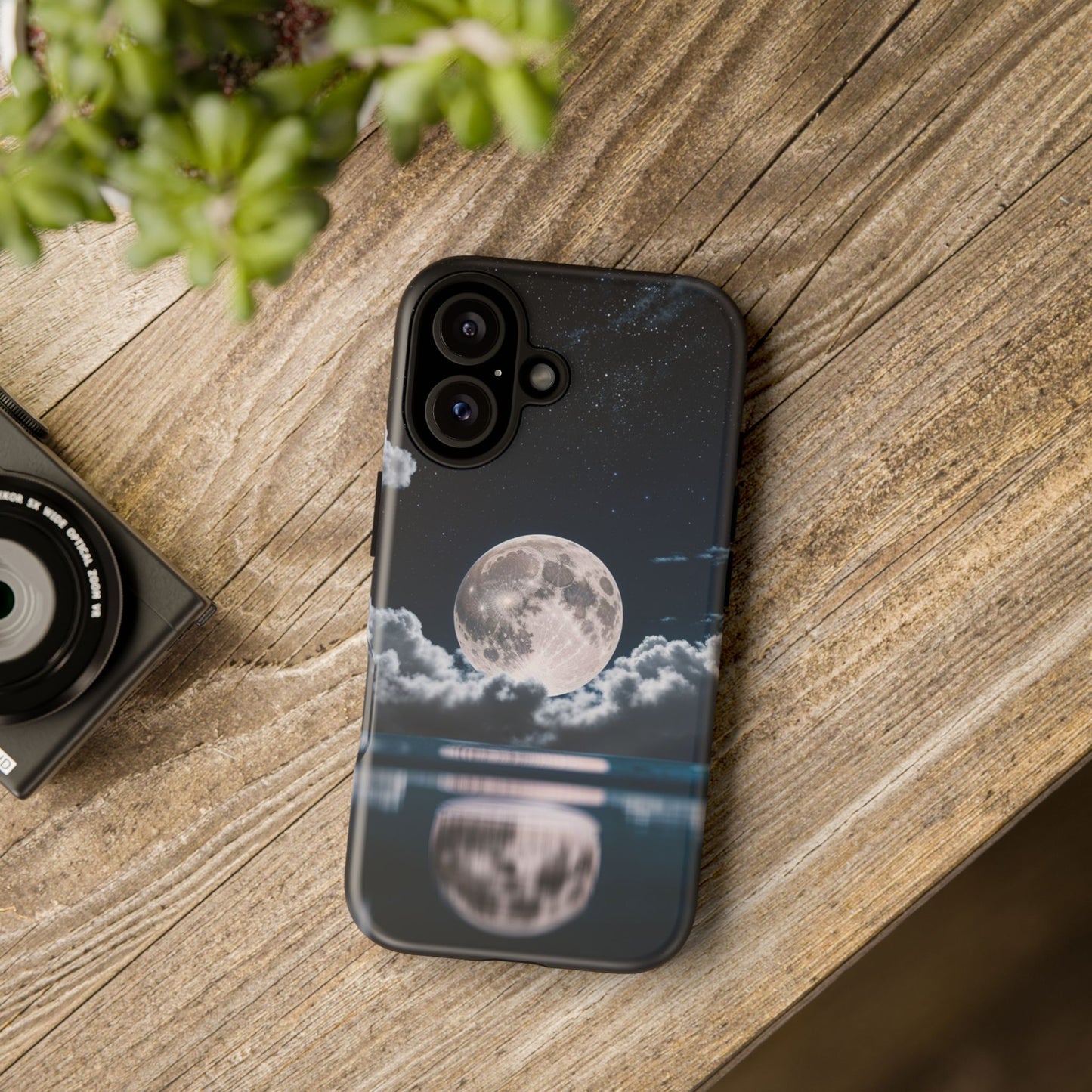 Moonlit Reflection Phone Case — Night Sky Moon & Clouds Tough Case
