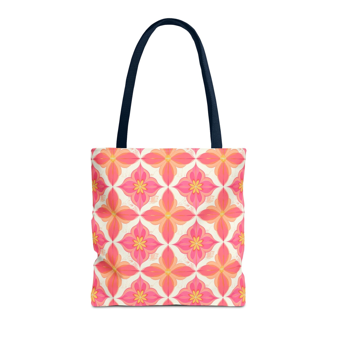 Pink Floral Geometric Tote Bag —  Reusable Shopper