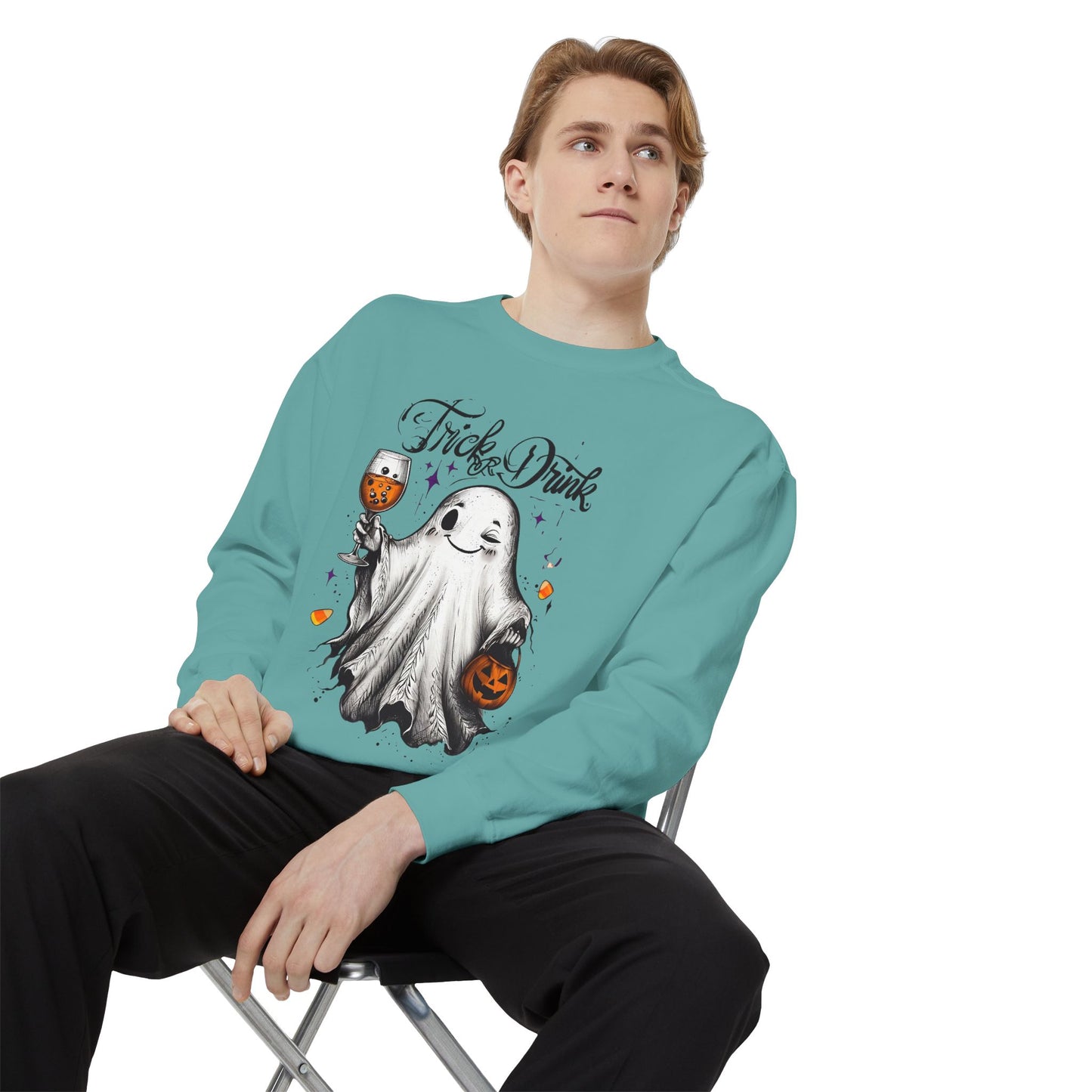 Spooky Ghost Sweatshirt | Trick or Treat Apparel, Halloween Gift, Cozy Unisex Top, Fall Fashion, Casual Wear