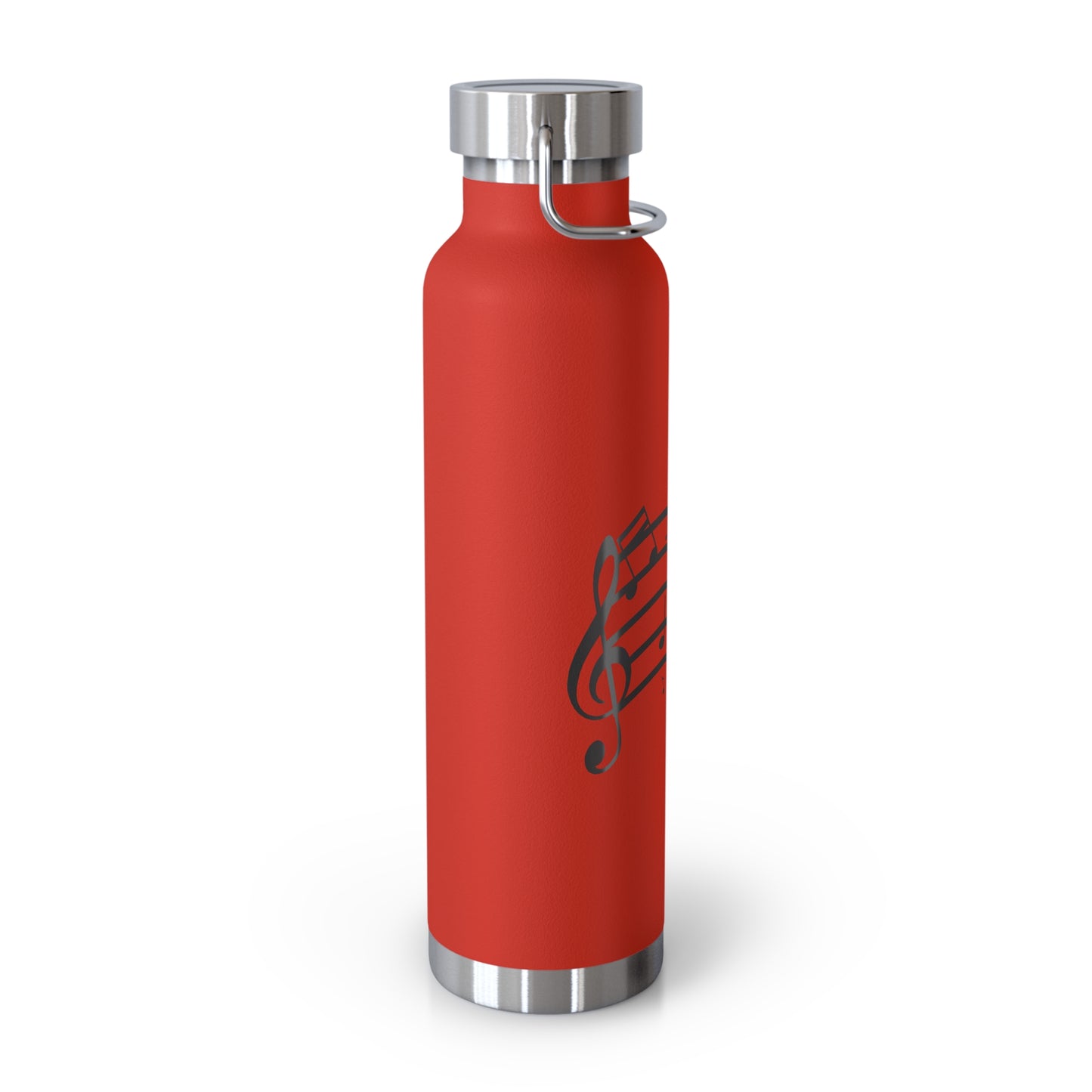 22oz Insulated Water Bottle — Red Musical Notes Stainless Steel Vacuum Bottle