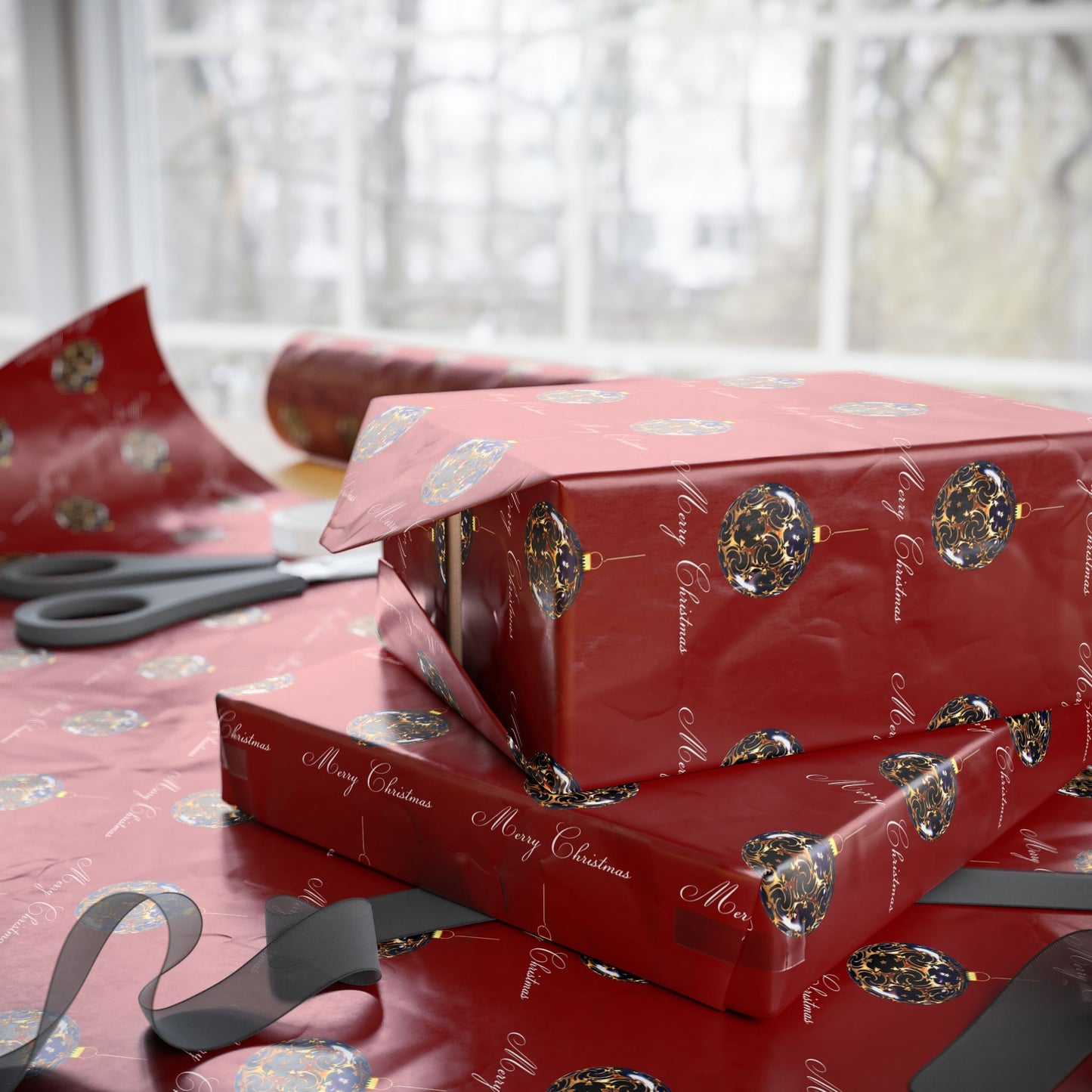 Holiday Balloon Wrapping Paper Roll — Red Festive Gift Wrap for Birthdays & Christmas