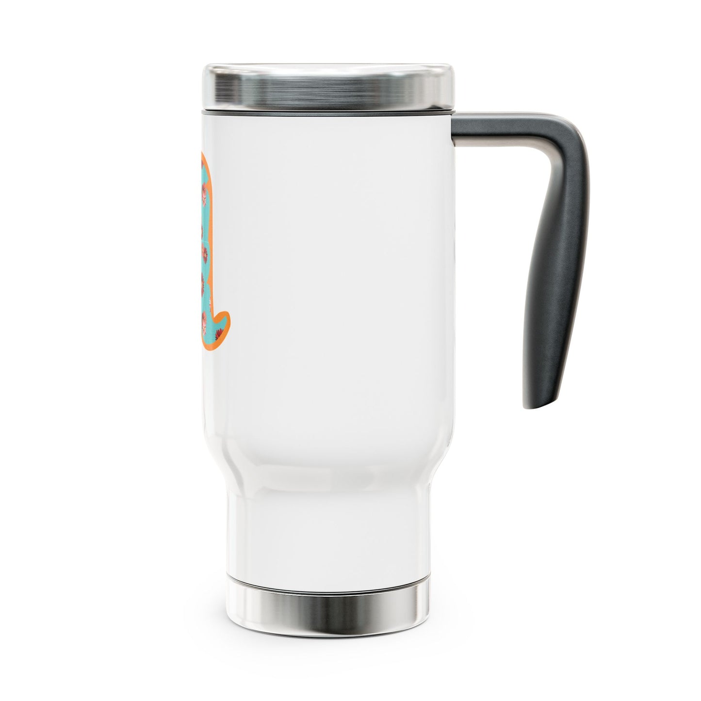 Floral Monogram 'a' Stainless Steel Travel Mug with Handle — 14oz