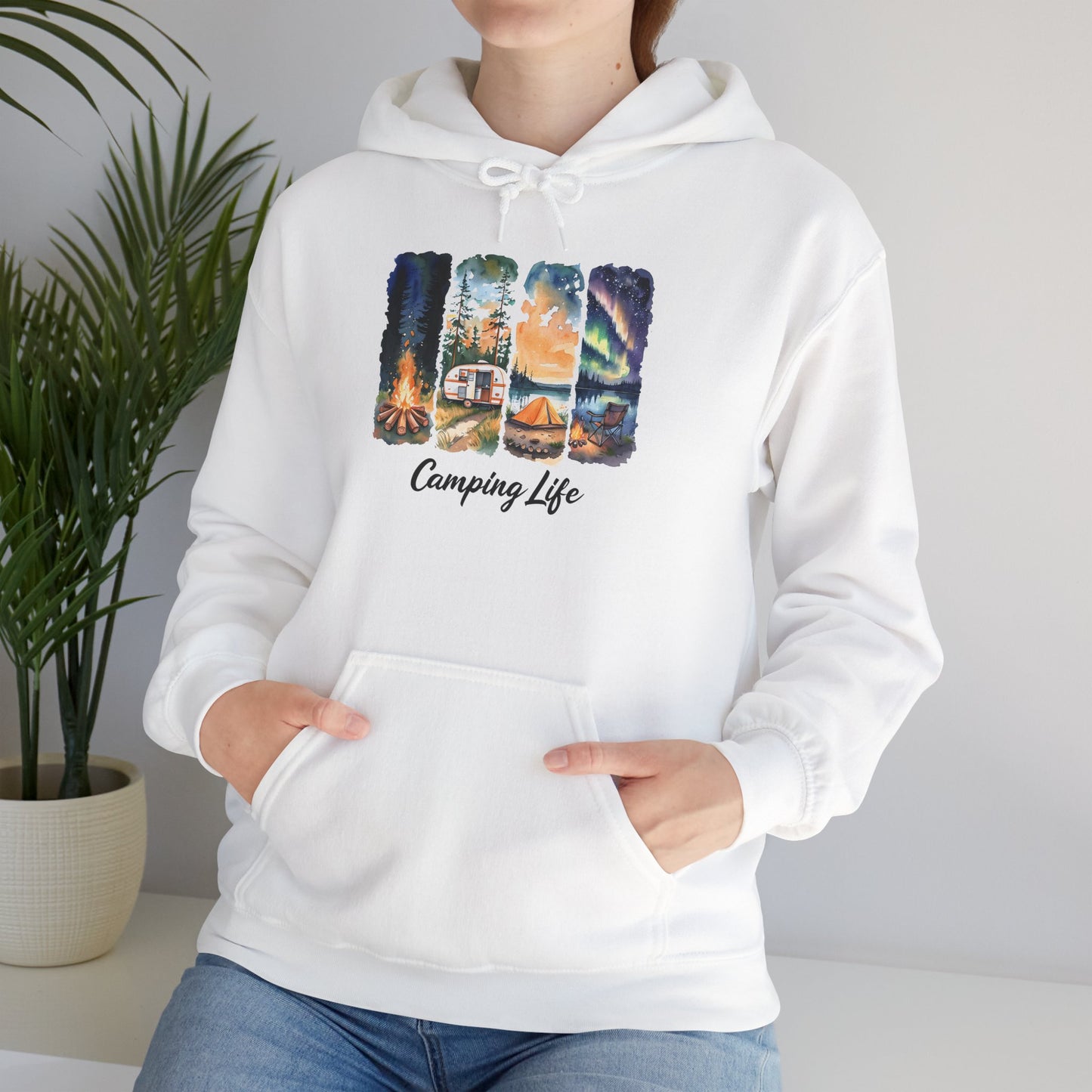 Camping Life Hoodie – Outdoor Illustrated Campsite Scenes