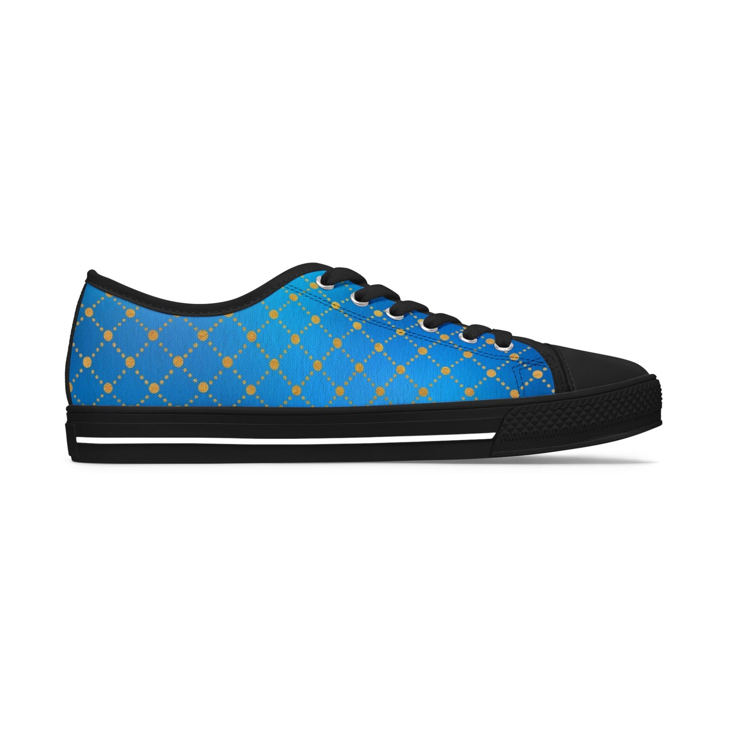 Blue Gold Lattice Low Top Sneakers