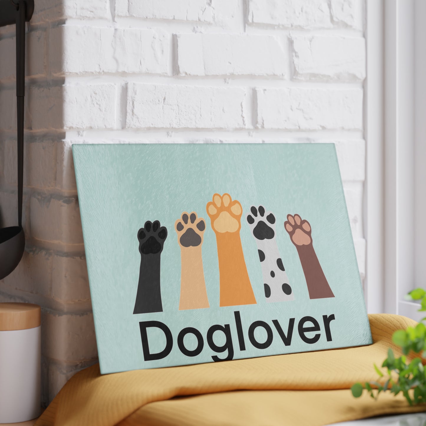 Doglover Glass Cutting Board – Cute Paw Print Kitchen Decor
