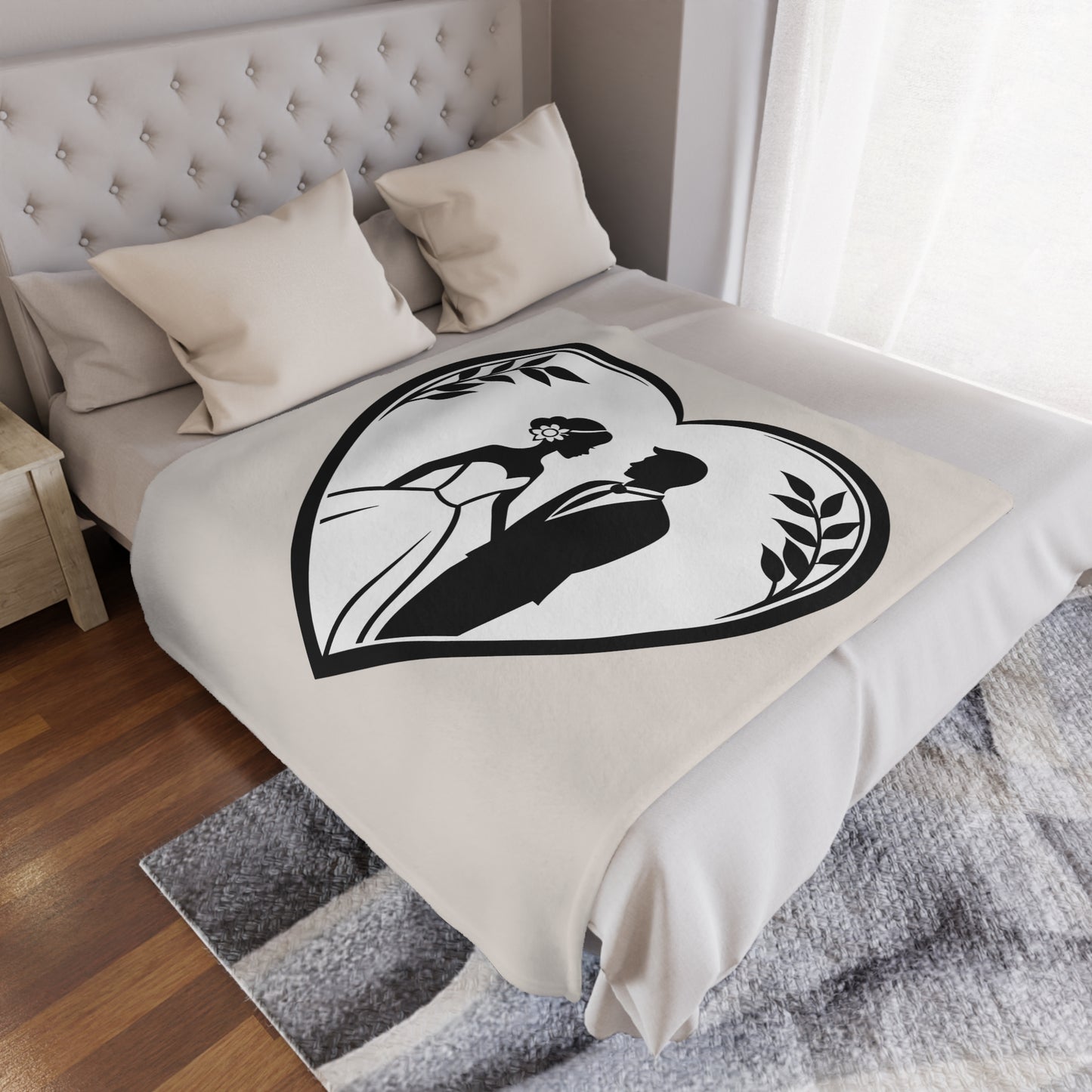Wedding Couple Heart Minky Blanket – Romantic Bride & Groom Throw, Perfect for Anniversaries or Bridal Gifts