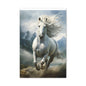 White Stallion Canvas Print – Majestic Galloping Horse Wall Art