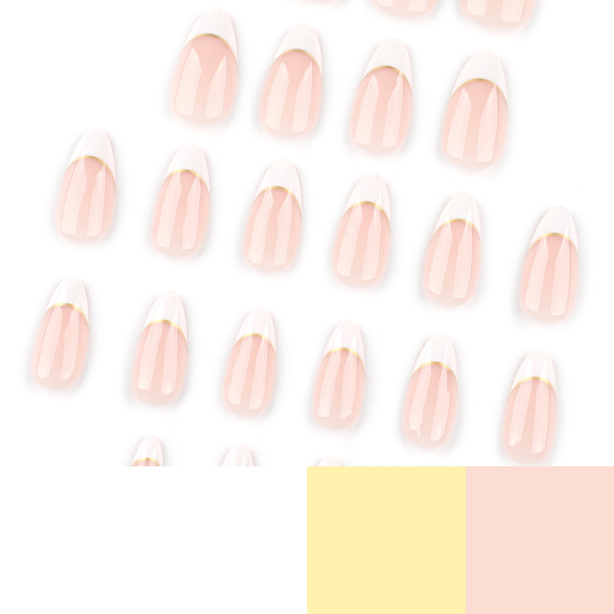 hot-selling simple French white edge press on nails short almond press on nails piece golden curve nail art fake – Image 4